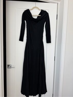 Lioness Black Draped Neck Long Sleeve Maxi Dress